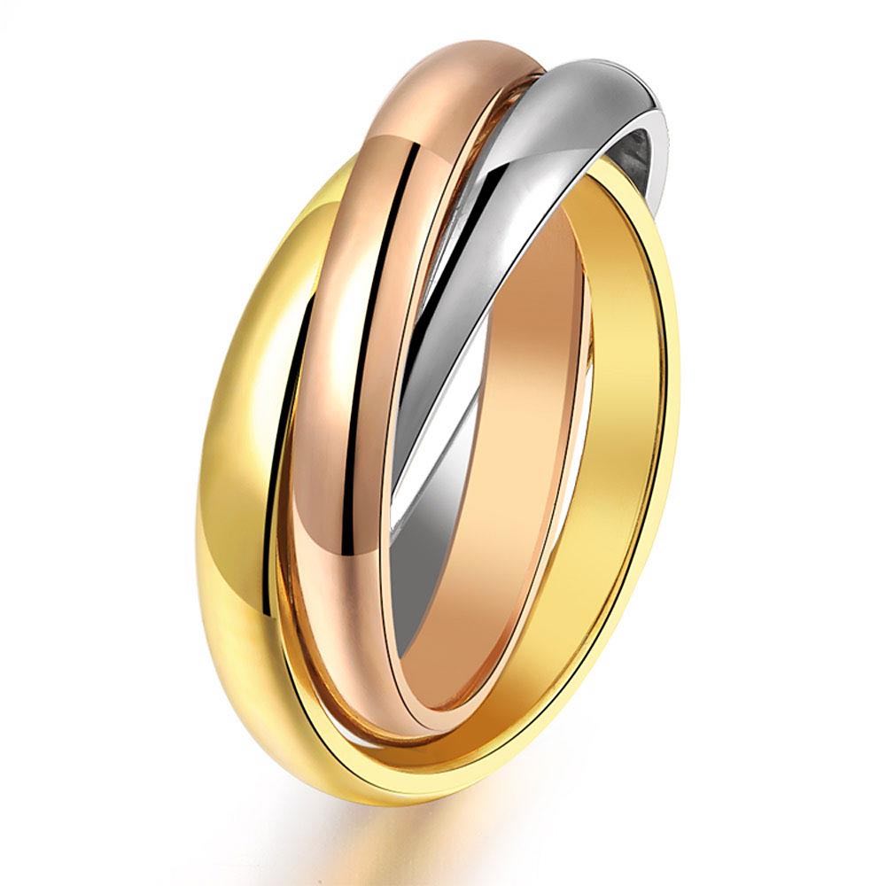 Three color titanium steel ring